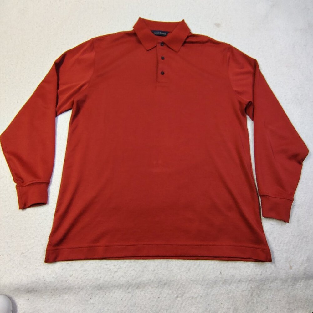 Scott Barber Shirt Size Medium Red Pima Cotton Long‎ Sleeve Polo